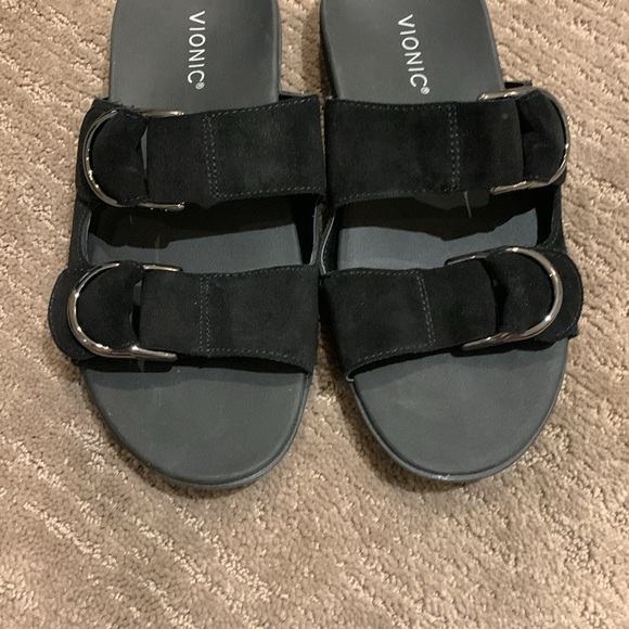 Vionic Corlee 2 Strap Wide Width Women's Black Comfort Slide Sandals NWOT - Picture 5 of 7